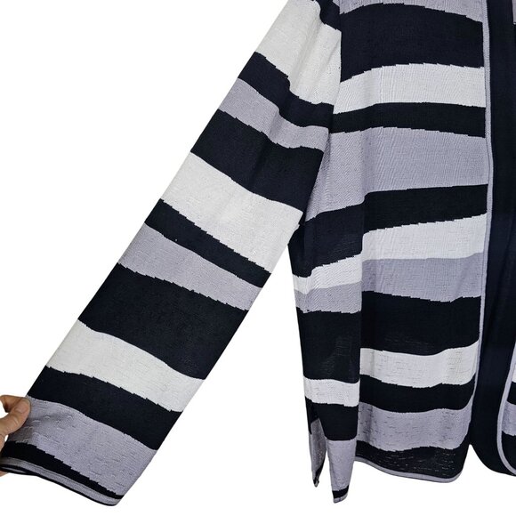 Ming Wang Open Front Hook Cardigan Sweater 1X Lilac Geometric Office Mature - Picture 11 of 11